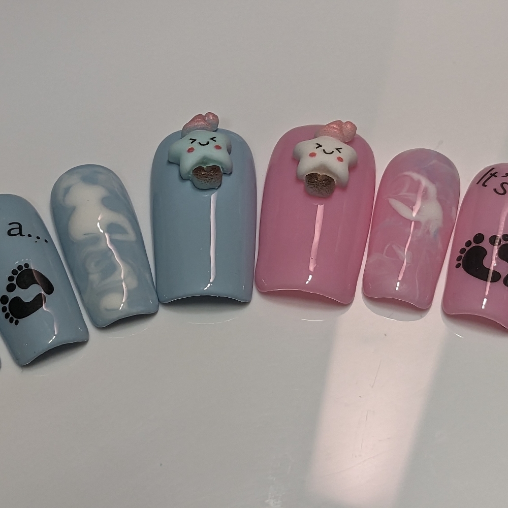 Baby shower press on nails